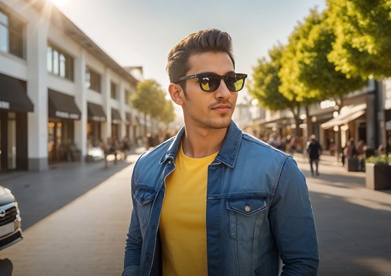 A man wearing sunglasses on a sunny day